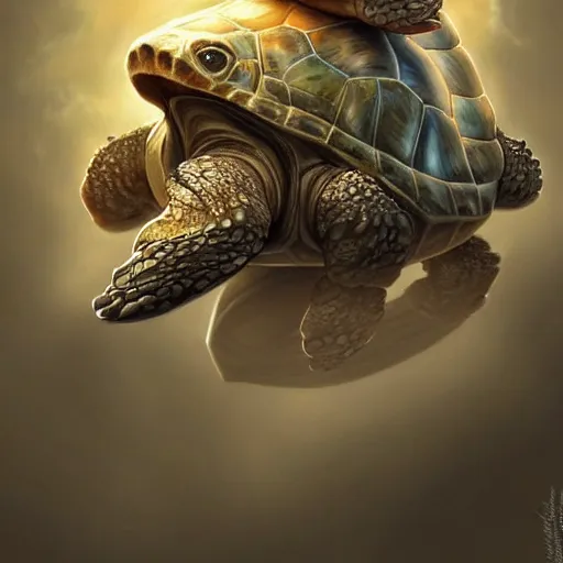 Image similar to aged turtle, sci - fi, charming, pixar splash art, art by artgerm, intricately detailed, highly detailed, trending on artstation, 4 k, wallpaper - 1 0 2 4