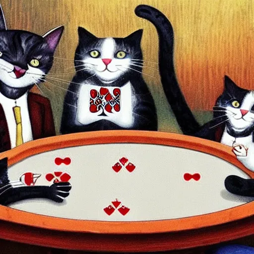 Image similar to cats playing poker.