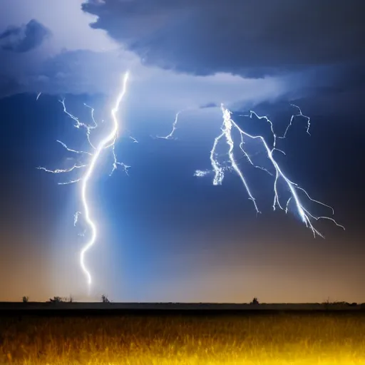 Image similar to futuristic flying car emerging from a circle of lightning in the sky, thunderstorm at night, 28mm dramatic photo