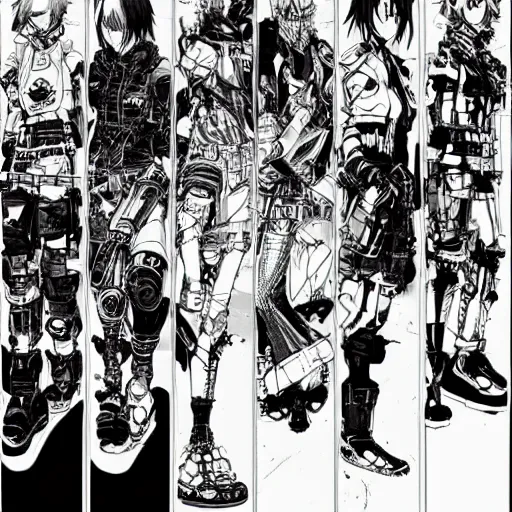 Image similar to character select screen of a cyberpunk blame! anime fighting game by tsutomu nihei