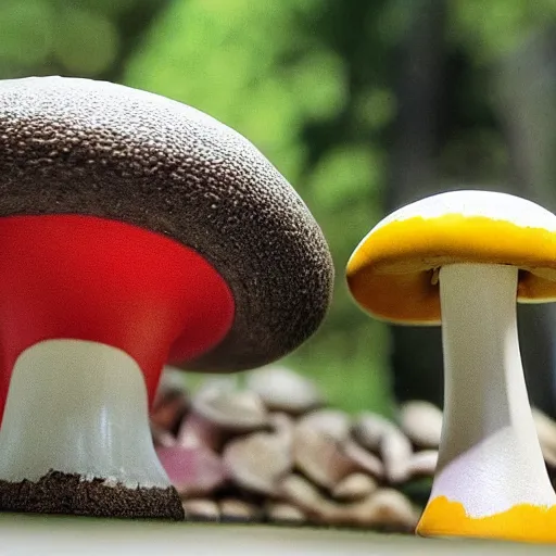 Image similar to a nature photograph of the mushroom from the super mario a museum a museum