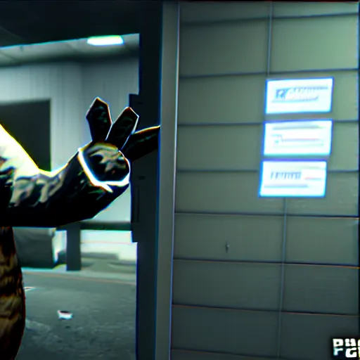 Image similar to screenshot from the pc game payday 2 ( max graphics ) demonstrating the fursuit unlock