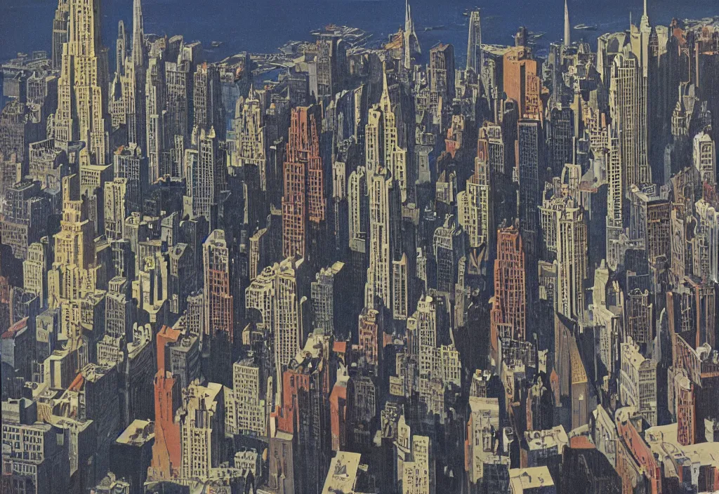 Image similar to Modern New York, Ludek Pesek, Rick Guidice, Chesley Bonestell, Lucien Rudaux, Rolf Klep, Fred Freeman, George Pal