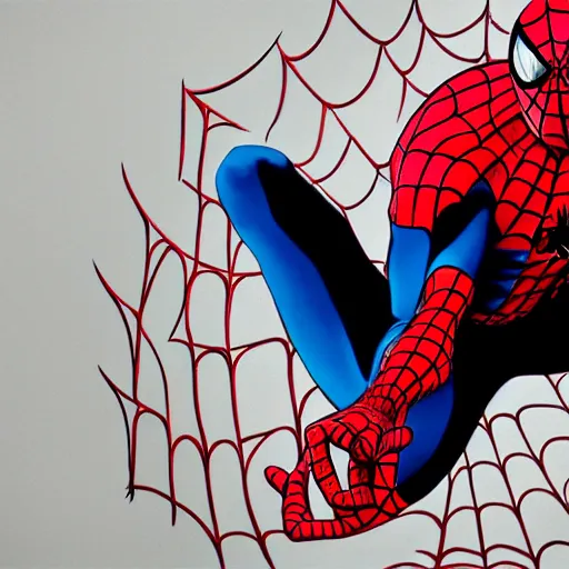 Image similar to spiderman, modern art