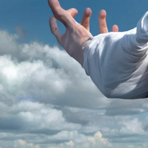 Prompt: photo of mark zuckerberg learning to fly in the clouds, realistic, highly - detailed, sharp focus, award - winning