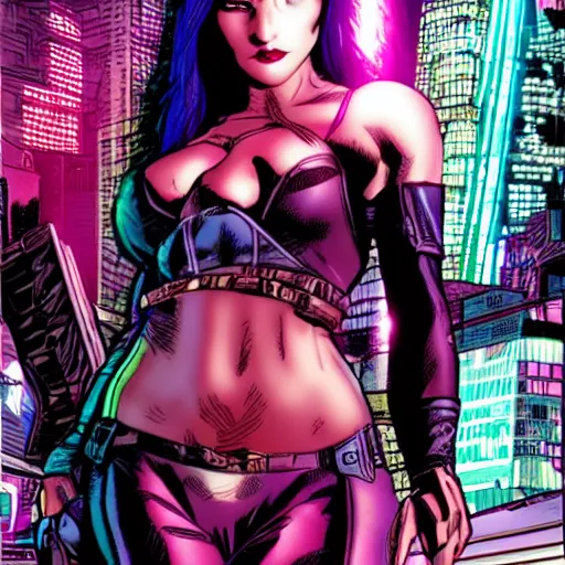 Image similar to cyberpunk girl marvel comics