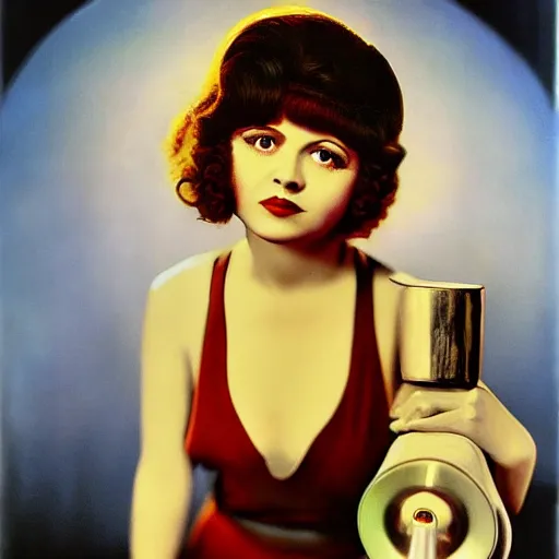 Image similar to surrealism era portrait of clara bow