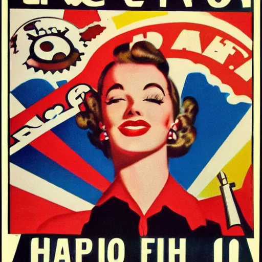 Prompt: happy 1950's retropunk propaganda