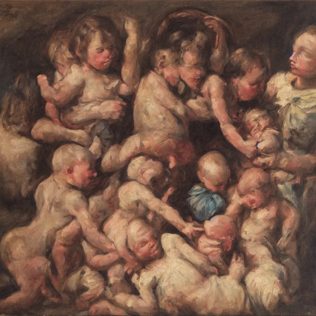 Prompt: the limbo of infants, oil painting