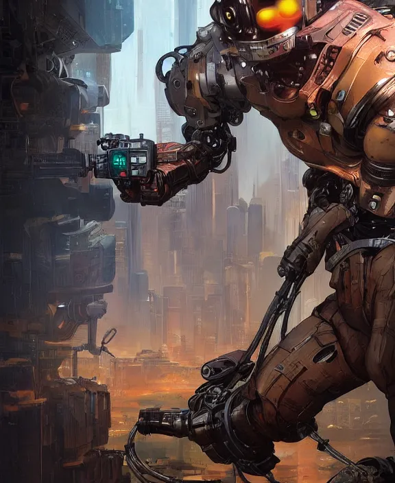 Prompt: cyberpunk digital illustration pathfinder robot from apex legends, portrait by james gurney and laurie greasley, concept art, cinematic composition, hyper realism, photorealistic, dramatic lighting, highly detailed, vintage sci - fi