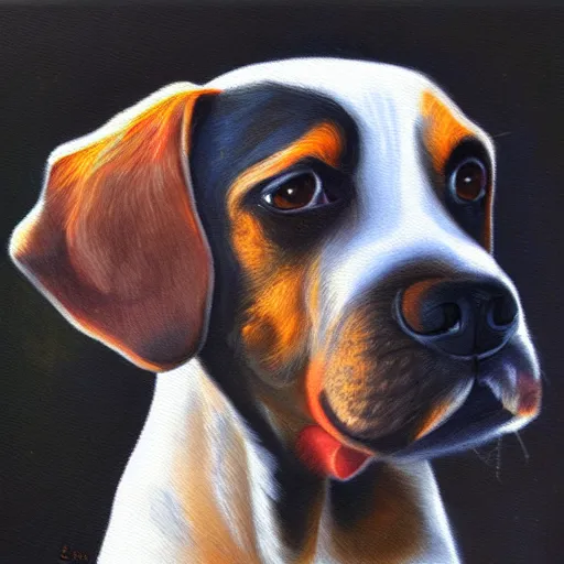 Prompt: dog oil painting