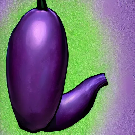 Prompt: huge eggplant looks like robot, digital art,