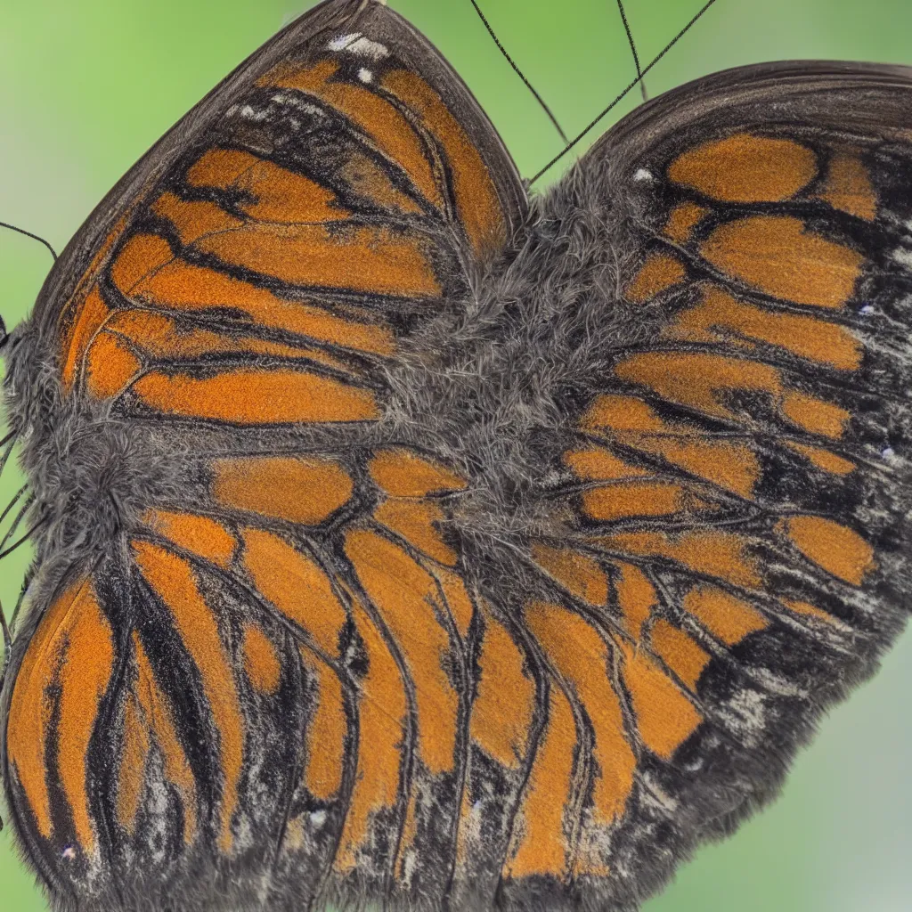 Prompt: macro photo of a butterfly's face