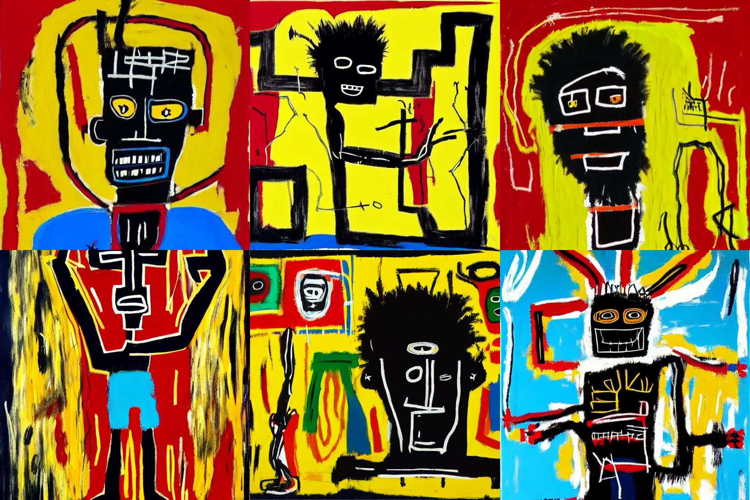 Image similar to painting of an black strong african man by jean-michel basquiat