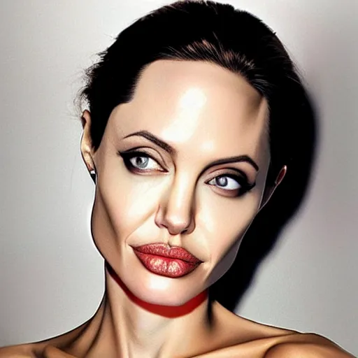 Image similar to angelina jolie face on an ( orange )