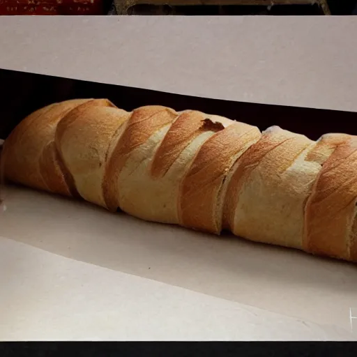 Prompt: General Burgoyne baking baguettes. Award winning hyper detailed photorealistic 50 mm