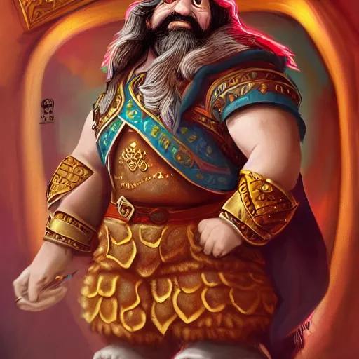 Image similar to dwarven male bard in a tavern full frame, d & d style, trending on artstation, colorful, intricate, art by kev chan