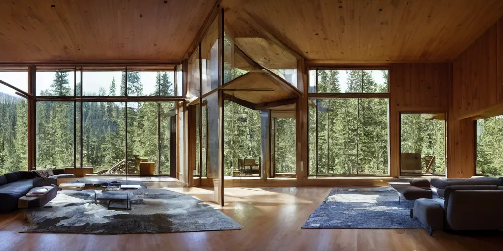 Image similar to large modern lodge residence, cascadian, concrete and cedar, many large windows, designed by olson kundig