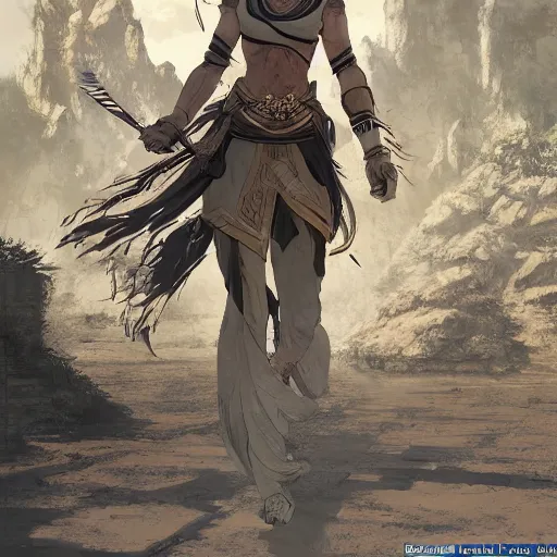 Image similar to ancient asian dynasty princess, three kingdom, dynasty warriors, cute face, standing in an oasis in the desert, 8 k beautiful, elegant, grafity, c 4 d, digital painting, smooth, concept art, in style of yoji shinkawa, pan ren wei, col price, atey ghailan, by greg rutkowski, aesthetic