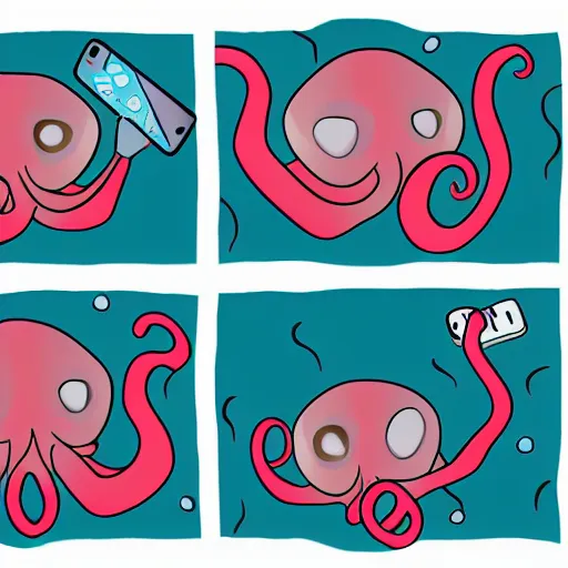 Image similar to octopus and cats taking a selfie together, photorealistic