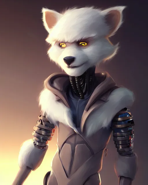 Prompt: character concept art of a cute young male anthropomorphic furry cyborg | | cute - fine - face, pretty face, key visual, realistic shaded perfect face, fine details by stanley artgerm lau, wlop, rossdraws, james jean, andrei riabovitchev, marc simonetti, and sakimichan, trending on artstation