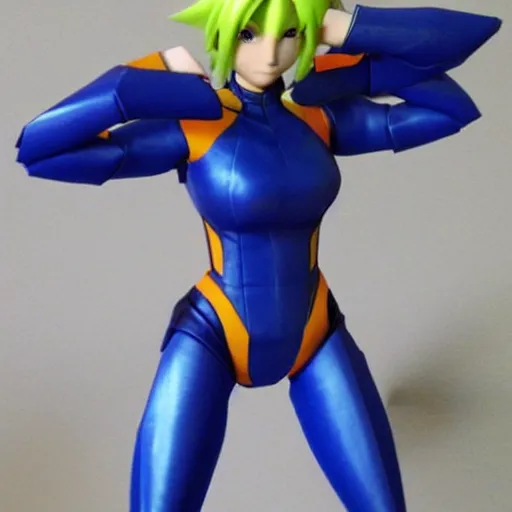 Image similar to a paper model of zero suit samus, paper modeling art.