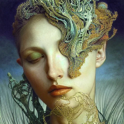 Prompt: queen of jupiter by zdzisław beksinski, iris van herpen!!!, raymond swanland and alphonse mucha. highly detailed!, hyper - real, beautiful!