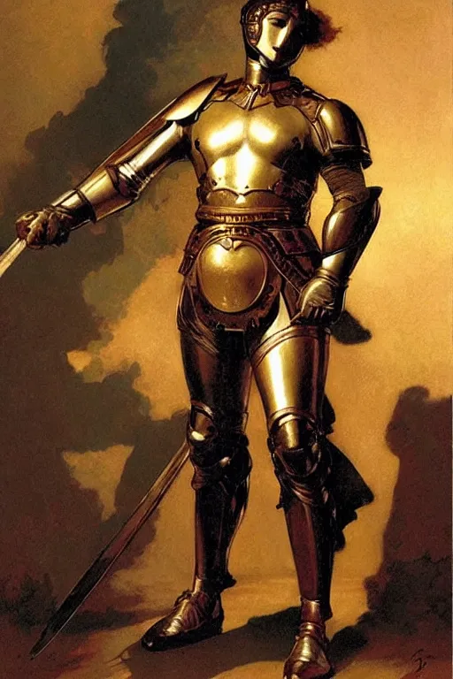 Image similar to male warrior with armor, painting by delphin enjolras, j. c. leyendecker, yoji shinkawa