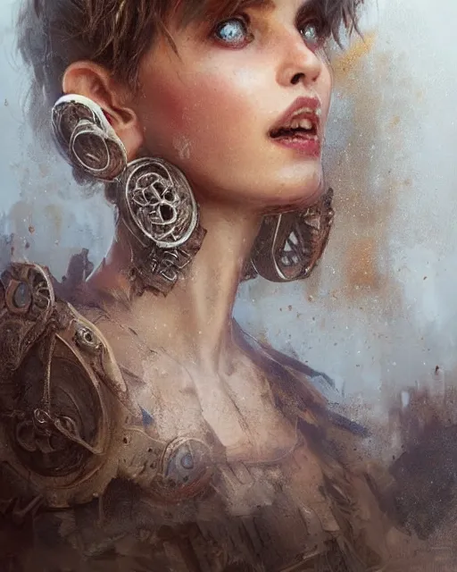 Image similar to cute funny ghost, 2 d lasercut wood earrings, ultra realistic, concept art, intricate details, highly detailed by greg rutkowski, gaston bussiere, craig mullins, simon bisley