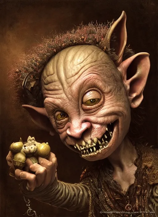 Image similar to highly detailed closeup portrait of a medieval goblin's favorite tavern, unreal engine, nicoletta ceccoli, mark ryden, earl norem, lostfish, hyung tae, frank frazetta, global illumination, detailed and intricate environment