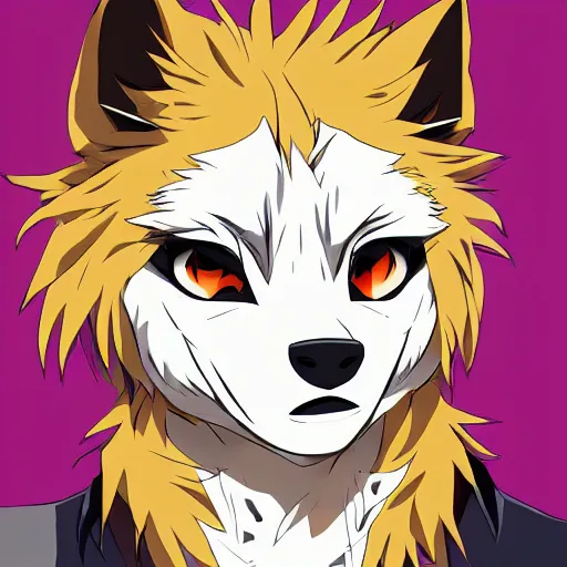 Image similar to key anime visual portrait of an anthropomorphic anthro wolf fursona, in a jacket, with handsome eyes, official modern anime art