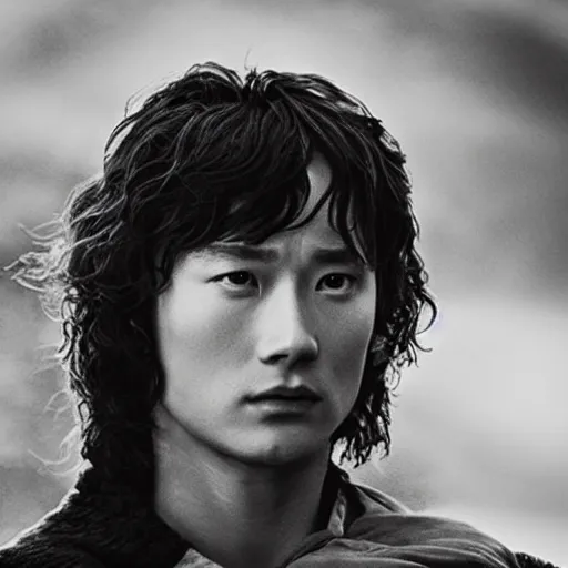 Prompt: a still from “ lord of the rings ” of a head and shoulders portrait of lu ting chu, photo by phil noto