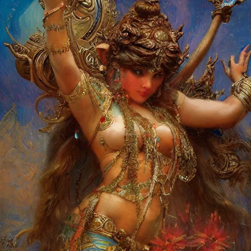 Image similar to artstation, intricate details, hyper details, by gaston bussiere, ganesha,