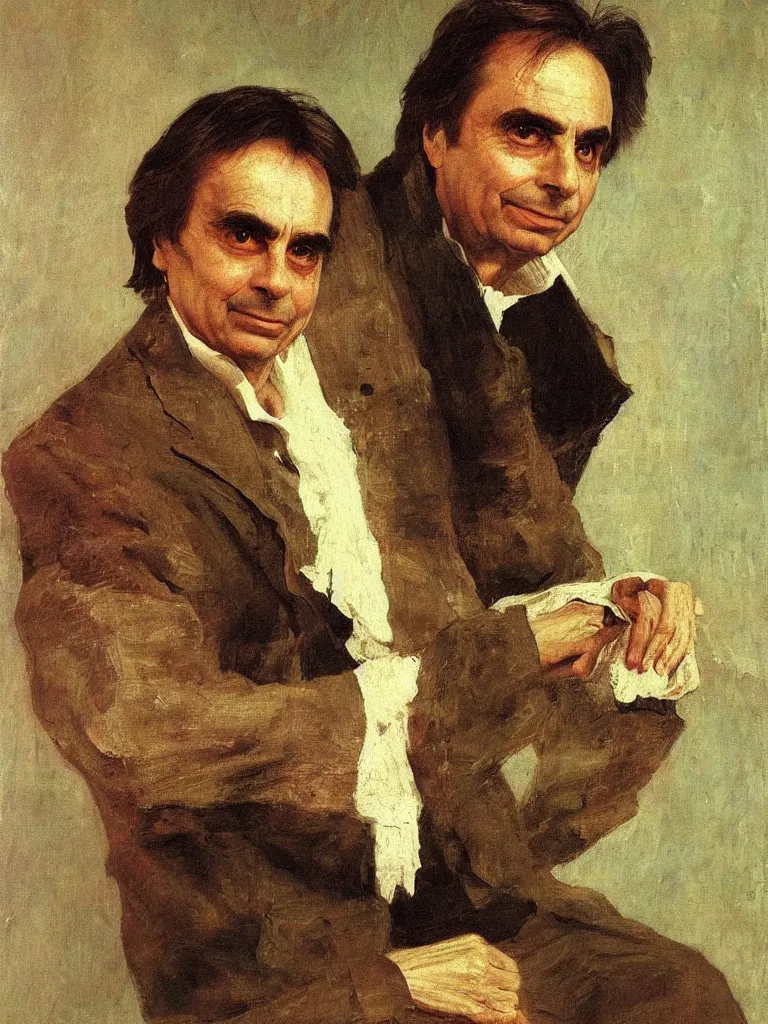 Prompt: portrait of Carl Sagan, by Ilya Repin