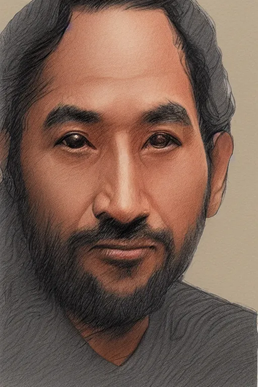 Image similar to portrait of habib rieziq shihab, line by eric - anthony johnson, sketch by jacqueline e, color by bo feng lin