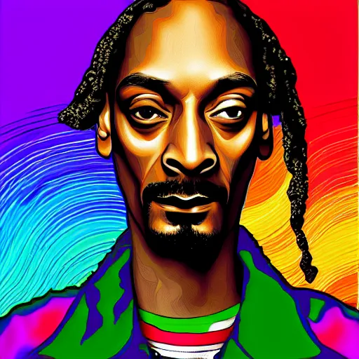 Image similar to snoop dogg psychedelic digital art