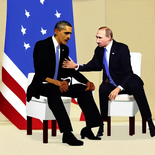 Prompt: obama and putin sitting on a toilet, 8 k resolution, realistic faces, hyper detailed