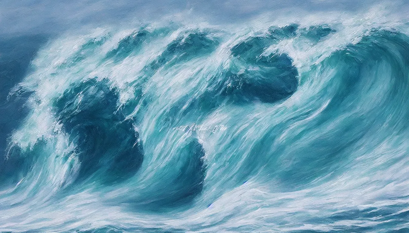 Prompt: spectacularly ocean wave rolling, photorealistic painting
