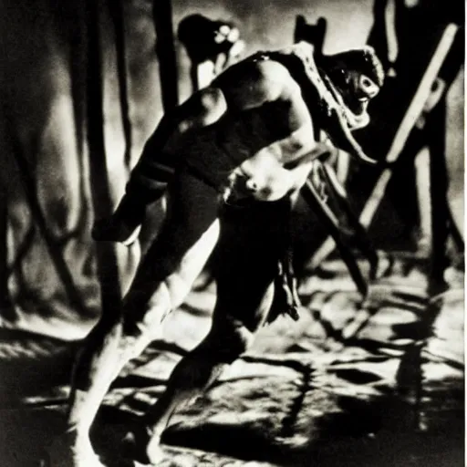 Image similar to photograph of lucha libre, nineteen twenties, avant garde, german expressionist cinema, by fritz lang, dramatic lighting, epic composition