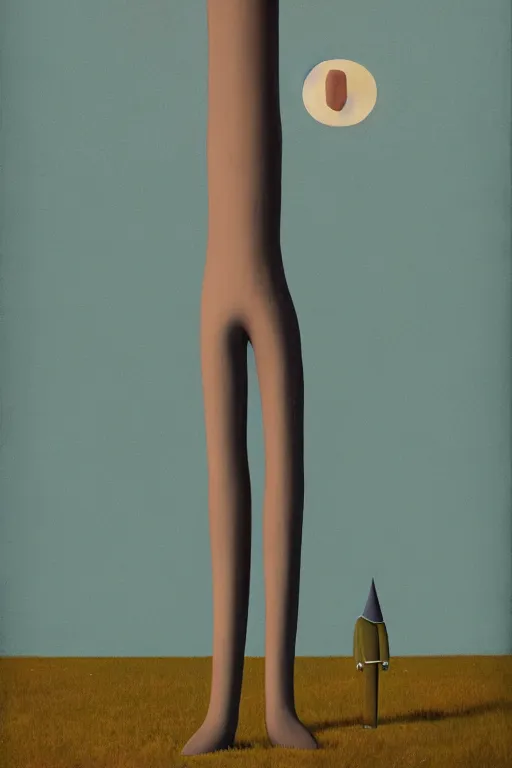 Prompt: significantly tall skinny monster with very long legs, curved in shape, by gertrude abercrombie, tomma abst, christopher balaskas