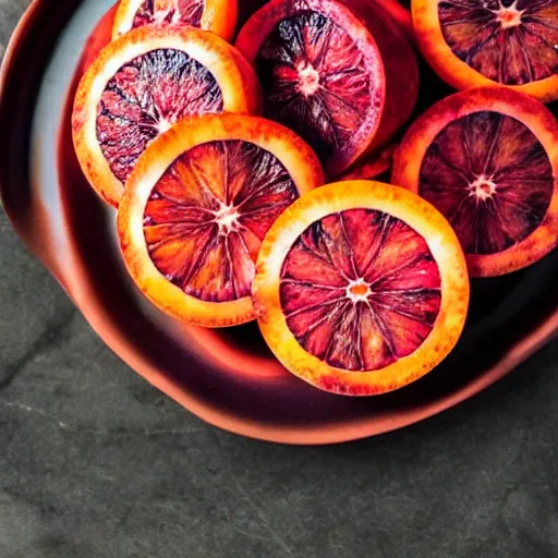 Image similar to a plate of blood orange slices, blood orange wedges