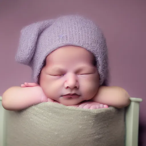 Image similar to beautiful photography of a old man as newborn, pastel colors, hyper realistic, 8 0 mm, studio lighting