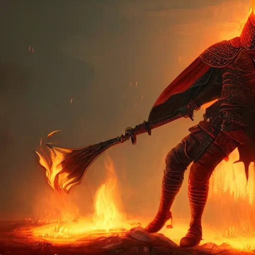 Image similar to the knight of the eternal flame, dark souls concept art, dramatic lighting, trending on artstation hq, 4 k, uhd