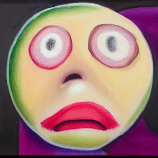 Image similar to crying onion face big tears pastel oil painting