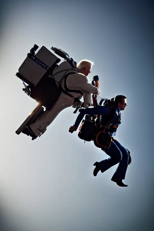 Prompt: joe biden flying with jet pack, high resolution, photorealistic, cinematic, smooth, 4 k, aesthetic lighting, baroque object, sharp focus, hyperdetailed, featured face details, tumblr trending, with small object details, winning pullitzer award photo by : canon eos 5 d mark iv, by karah mew and adnan abidi and jodie bateman