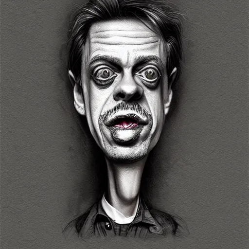 Image similar to surrealism grunge cartoon portrait sketch of Steve Buscemi, by michael karcz, loony toons style, freddy krueger style, horror theme, detailed, elegant, intricate