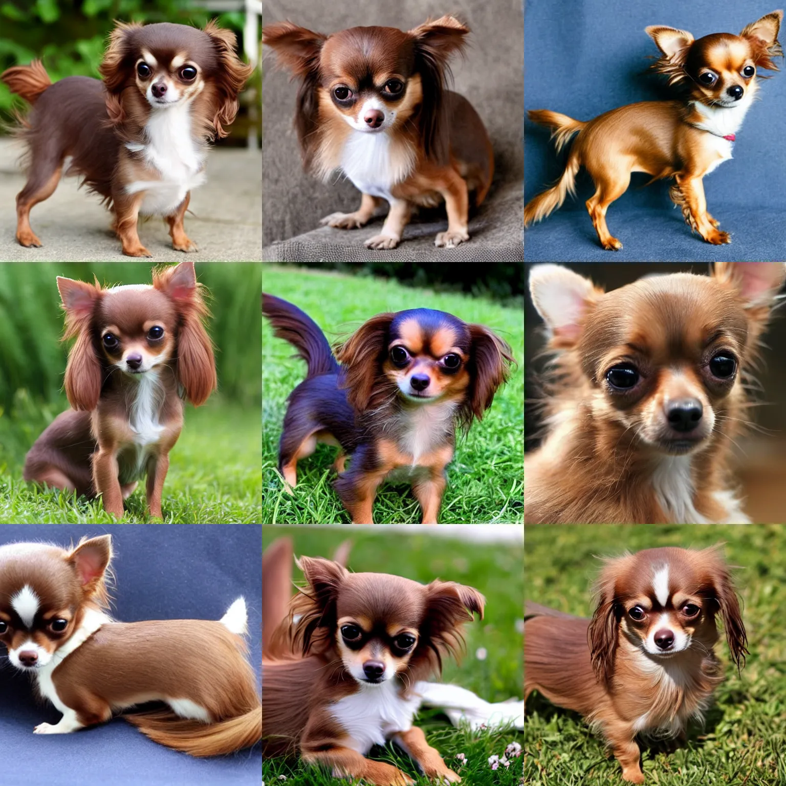 Prompt: cute brown long haired chihuahua