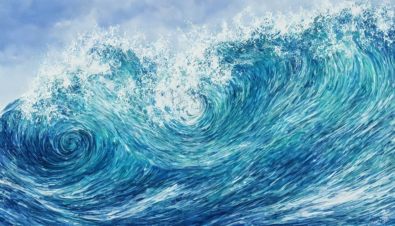 Image similar to spectacularly ocean wave barrel, photorealistic painting