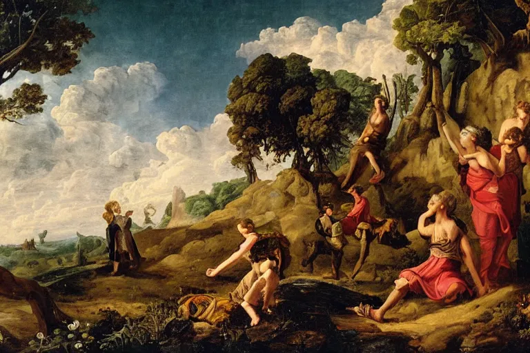 Image similar to The shepherds of Arcadia, very detailed