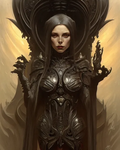 Image similar to art by giger, deep focus, d & d, dark fantasy, intricate, elegant, highly detailed, digital painting, artstation, concept art, matte, sharp focus, 8 k 3 d, hearthstone, art by artgerm and greg rutkowski and alphonse mucha